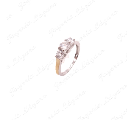 SORTIJA PLATA+ORO 9KT TRESILLO GARRAS BANDAS ORO