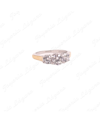 SORTIJA PLATA+ORO 9KT TRESILLO GARRAS BANDAS ORO                                                    