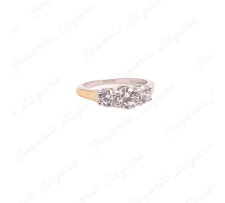 SORTIJA PLATA+ORO 9KT TRESILLO GARRAS BANDAS ORO