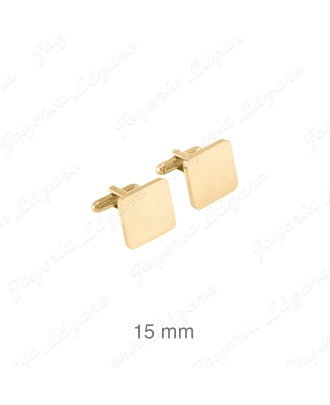 GEMELOS ACERO BAÑO ORO CUADRADOS BRILLO                                                             
