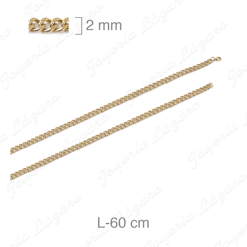 CADENA 60 CM. ACERO BAÑO ORO 2MM                                                                    