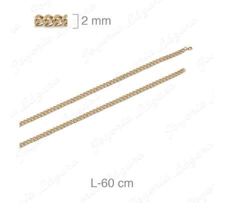 CADENA 60 CM. ACERO BAÑO ORO 2MM                                                                    
