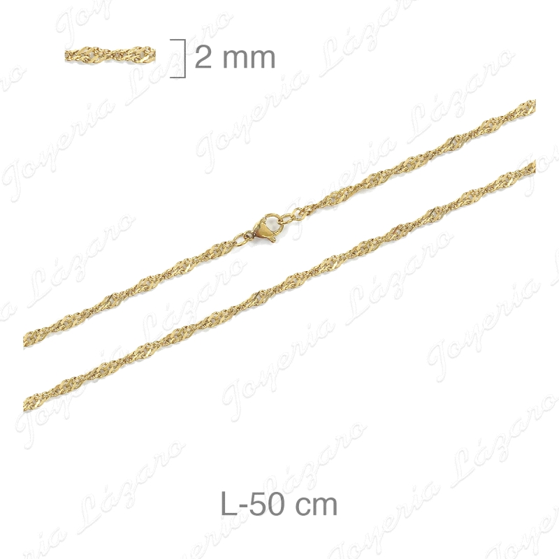 CADENA 50 CM. ACERO BAÑO EN ORO 2MM                                                                 