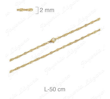 CADENA 50 CM. ACERO BAÑO EN ORO 2MM                                                                 