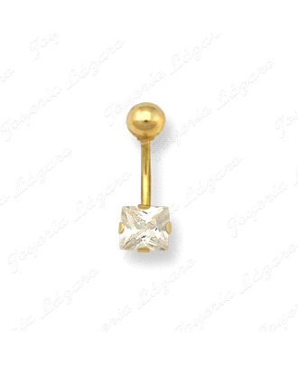 PIERCING ORO 18 KTS OMBLIGO CIRCONITA CUADRADA