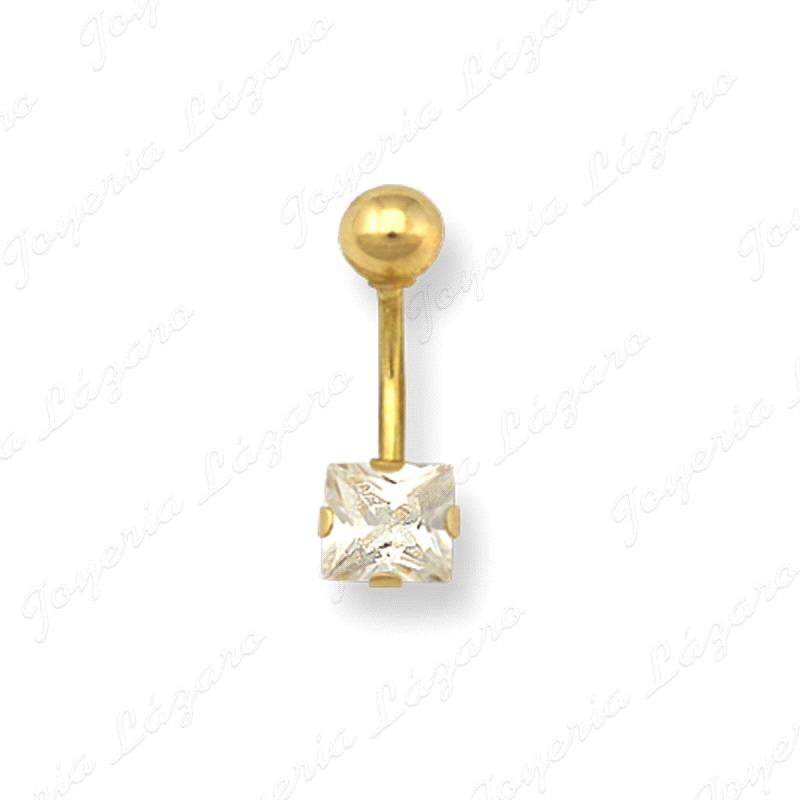 PIERCING ORO 18 KTS OMBLIGO CIRCONITA  CUADRADA                                                     