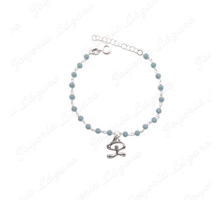 PULSERA PLATAINDALO BAILON BOLITAS TURQUESAS