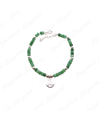PULSERA PLATA INDALO CERCO PIEDRAS VERDES+BOLITAS PLATA                                             