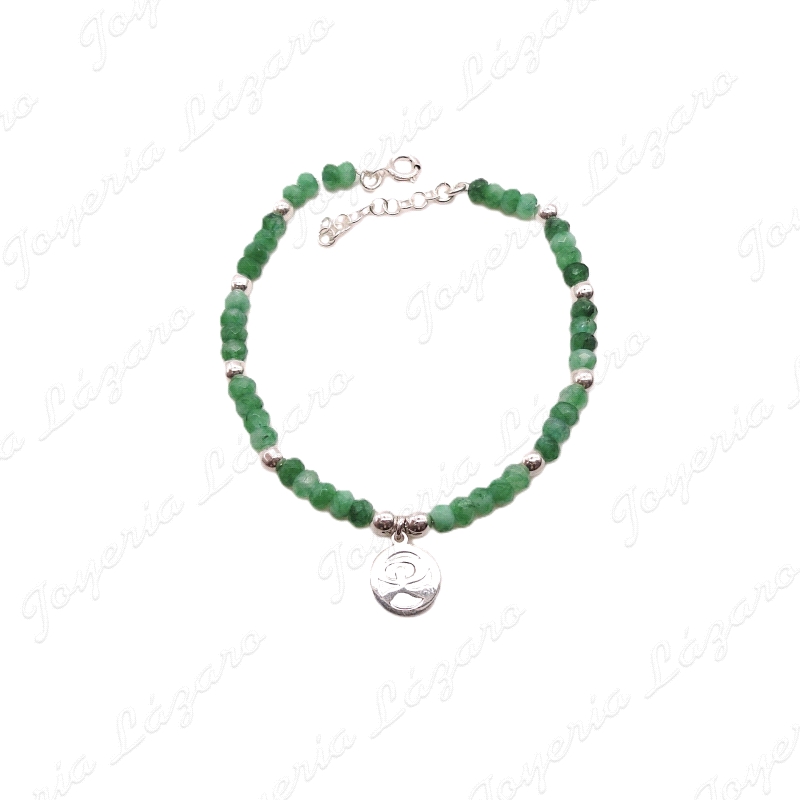 PULSERA PLATA INDALO CERCO PIEDRAS VERDES+BOLITAS PLATA                                             