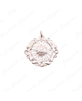 COLGANTE PLATA SOL PORTOCARRERO 28MM CALADO                                                         