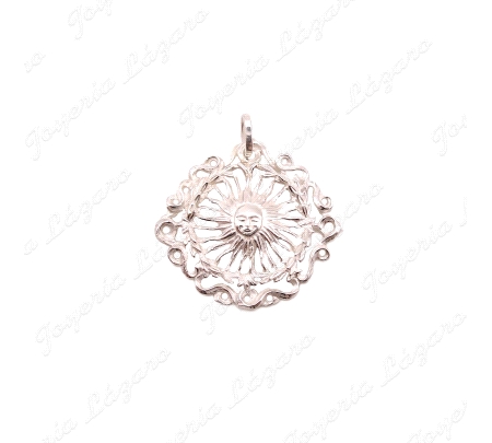 COLGANTE PLATA SOL PORTOCARRERO 28MM CALADO