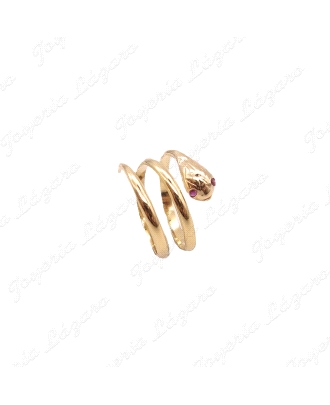 SORTIJA ORO 18KT SEMINUEVA SERPIENTE OJOS ROJOS 1VUELTA+CABEZA+COLA                                 