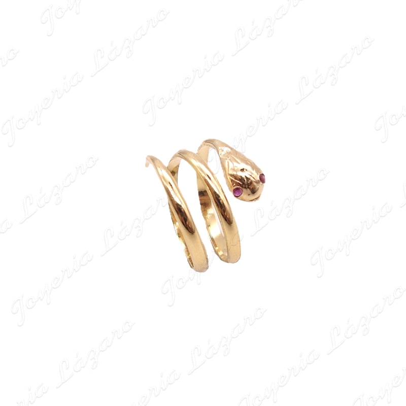 SORTIJA ORO 18KT SEMINUEVA SERPIENTE OJOS ROJOS 1VUELTA+CABEZA+COLA                                 