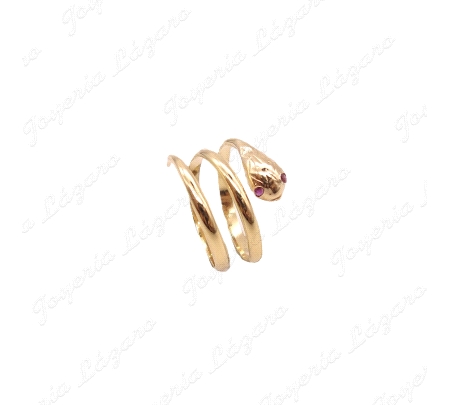 SORTIJA ORO 18KT SEMINUEVA SERPIENTE OJOS ROJOS 1VUELTA+CABEZA+COLA                                 