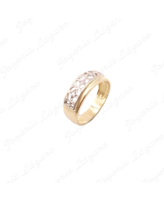 SORTIJA ORO 18KT BICOLOR SEMINUEVACALADO FLORES CENTRO