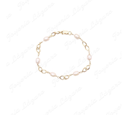 PULSERA ORO 18KT OCASION 2 ESLABONES ENTRE PERLITAS RIO                                             