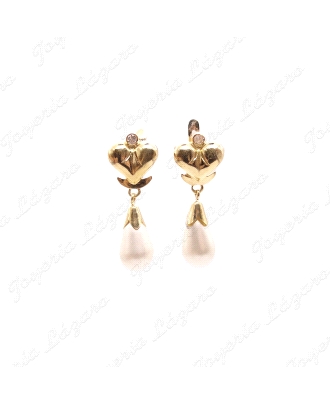PEND. LARGOS ORO 18KT SEMINUEVOS 30MM PERLITA LAGRIMA C. CAT.                                       