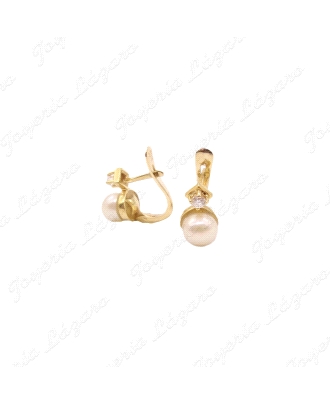PEND. ORO 18KT SEMINUEVOS TU Y YO PERLA+CIRCONITA C. CAT.                                           