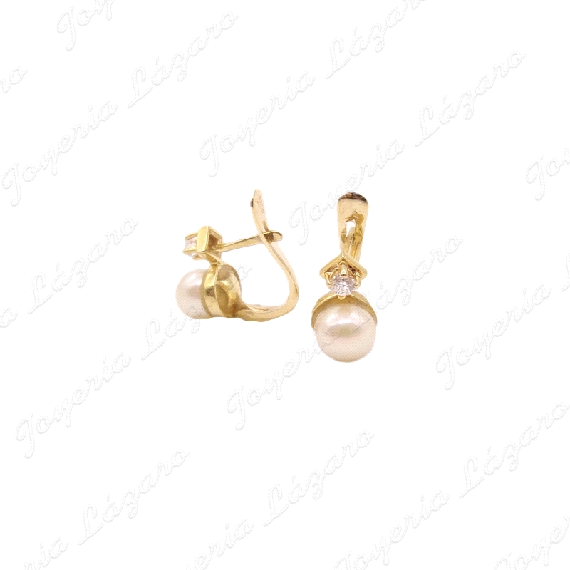 PEND. ORO 18KT SEMINUEVOS TU Y YO PERLA+CIRCONITA C. CAT.                                           