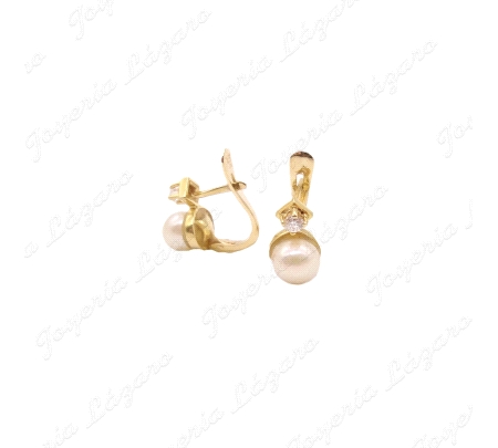 PEND. ORO 18KT SEMINUEVOS TU Y YO PERLA+CIRCONITA C. CAT.                                           