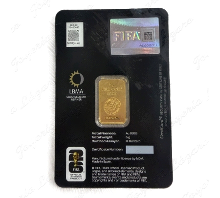 LINGOTE ORO ORO 24 KTS 5gr FIFA capsula