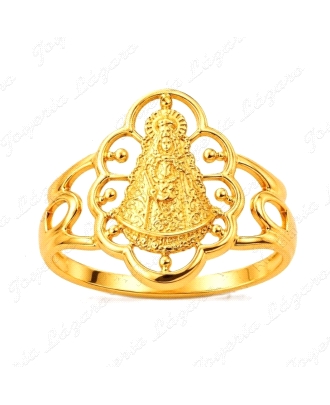 SORTIJA ORO 18 KTS VIRGEN ROCIO OVAL CERCO 12X17mm