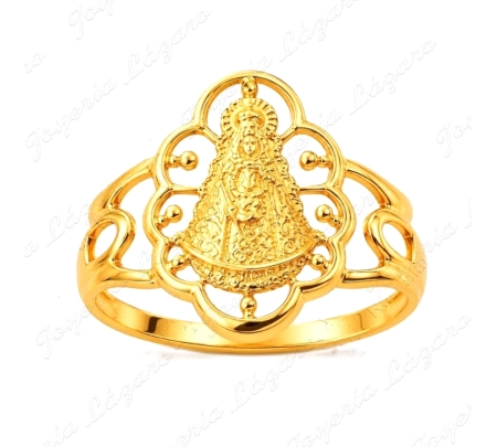 SORTIJA ORO 18 KTS VIRGEN ROCIO OVAL CERCO 12X17mm