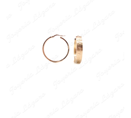 PEND. AROS ORO 18 KTS TABLA GRECA 4MMX15MM INT                                                      