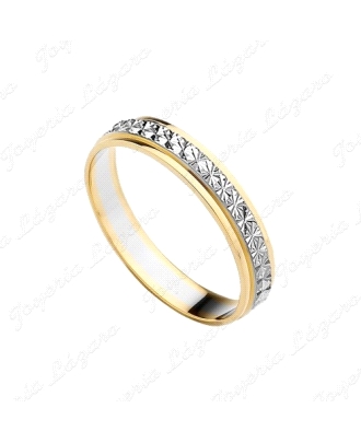 ALIANZA ORO 9 KTS 3.5mm BICOLOR FACETEDA ESTRELLA                                                   