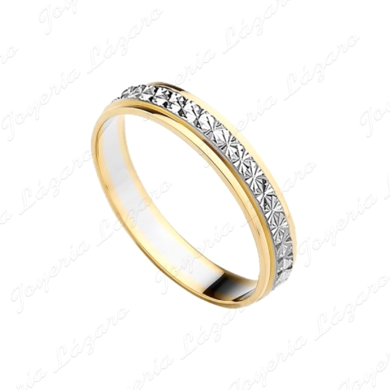 ALIANZA ORO 9 KTS 3.5mm BICOLOR FACETEDA ESTRELLA                                                   