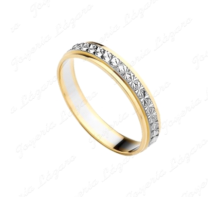 ALIANZA ORO 9 KTS 3.5mm BICOLOR FACETEDA ESTRELLA                                                   