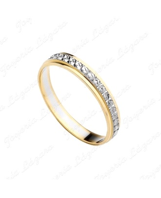 ALIANZA ORO 9 KTS 3mm BICOLOR FACETADO ESTRELLA
