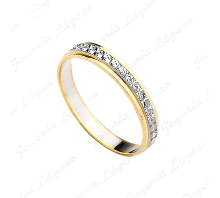 ALIANZA ORO 9 KTS 3mm BICOLOR FACETADO ESTRELLA