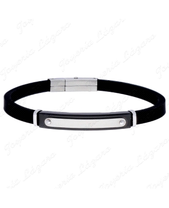 PULSERA ACERO Y PIELPLACA ATORNILLADA 4MM