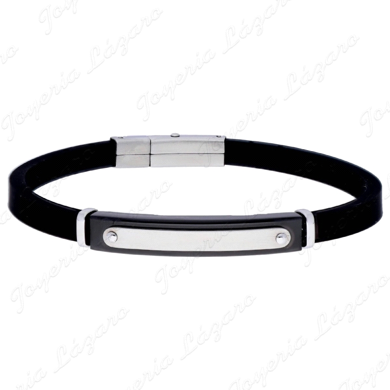 PULSERA ACERO Y PIELPLACA ATORNILLADA 4MM                                                           
