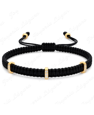 PULSERA 3 PIEZAS ACERO DORADO CIRCO Y MACRAMÉ