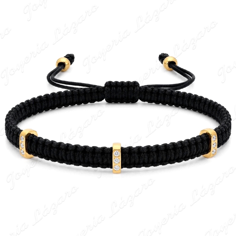 PULSERA 3 PIEZAS ACERO DORADO CIRCO Y MACRAMÉ                                                       