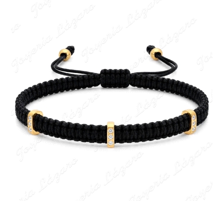 PULSERA 3 PIEZAS ACERO DORADO CIRCO Y MACRAMÉ