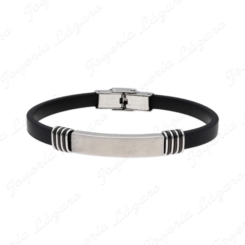 ACERO PULSERA LISKA PIEL Y  PLACA                                                                   