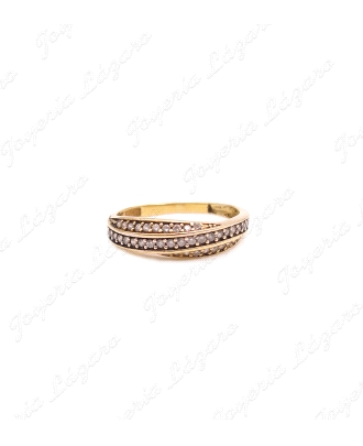 SORTIJA ORO 18KT OCASION 3 BANDAS CIRCONITAS ENGASTE