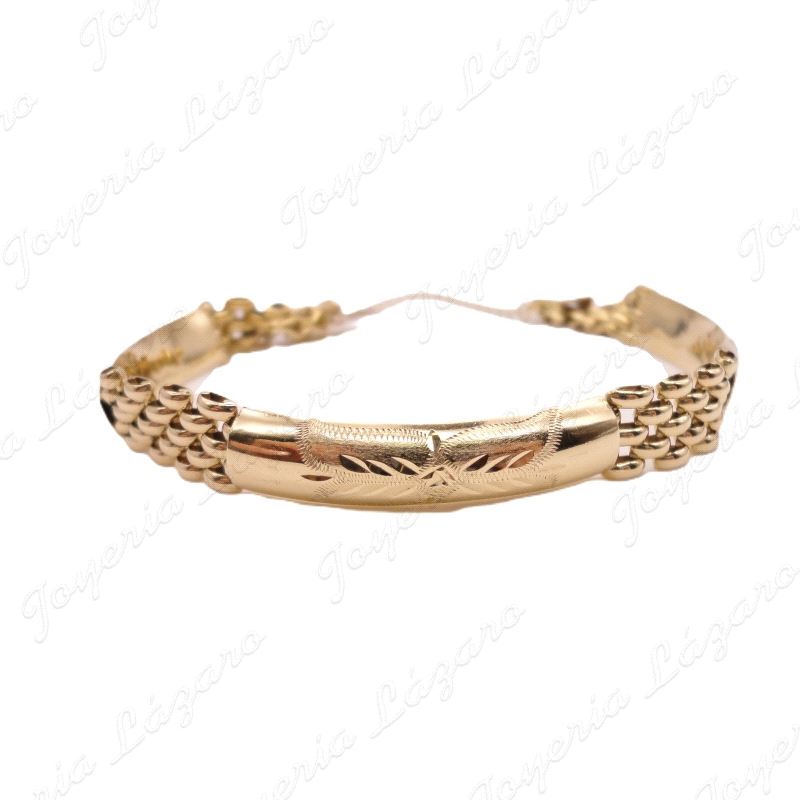 PULSERA ORO 18KT SEMINUEVA CHAPAS+CADENA PANTER+CAD. SEG.                                           
