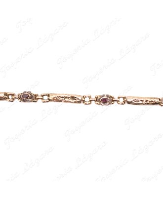 PULSERA ORO 18KT OCASION CHAPAS+ROSTONES CUIRCO+RUBI BOCEL