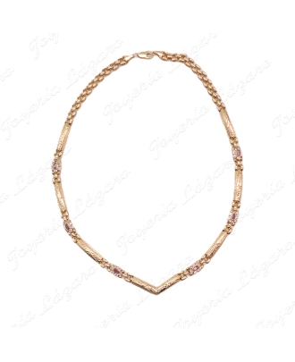 GARGANTILLA ORO 18KT SEMINUEVA  CHAPAS+ ROSETONES CIRCO+RUBI CENTRO BO                              
