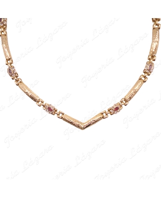 GARGANTILLA ORO 18KT SEMINUEVA  CHAPAS+ ROSETONES CIRCO+RUBI CENTRO BO