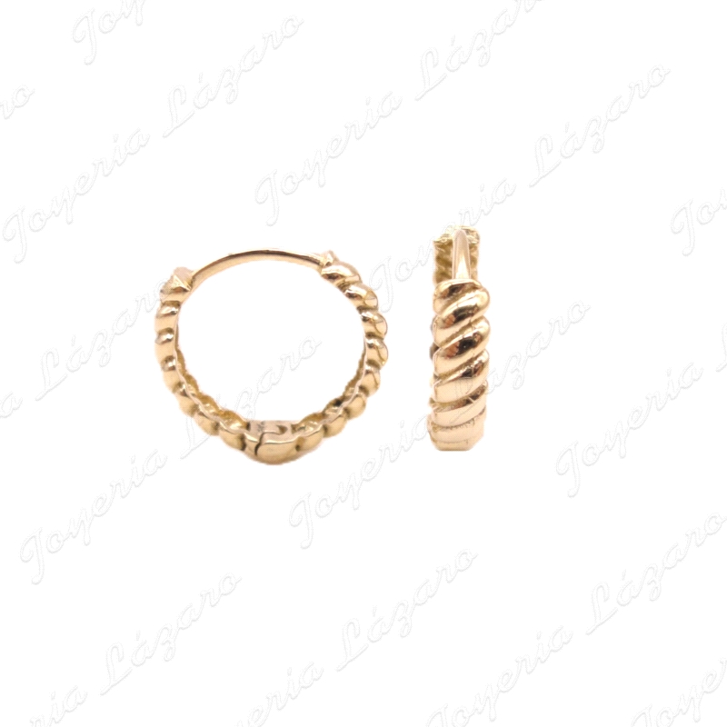 PEND. AROS ORO 18KT SEMINUEVOS BISAGRA TRENZADOS 12MM INT.                                          