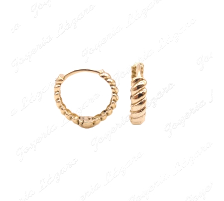 PEND. AROS ORO 18KT SEMINUEVOS BISAGRA TRENZADOS 12MM INT.                                          