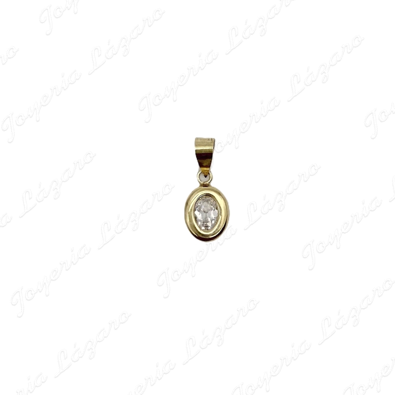 COLGANTE ORO 18 KTS CHATON CERCO OVAL 8MM                                                           