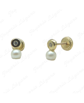 PEND. TORN. ORO 18 KTS CHATON Y PERLA 4MM