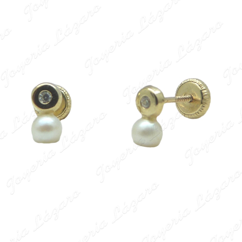 PEND. TORN. ORO 18 KTS CHATON Y PERLA 4MM                                                           