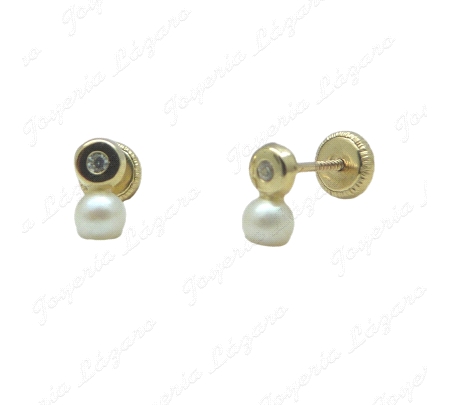 PEND. TORN. ORO 18 KTS CHATON Y PERLA 4MM